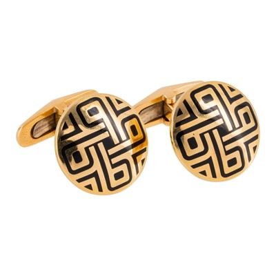Lot 156 - Garrard | A pair of gold and enamel cufflinks