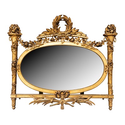 Lot 146 - A Victorian giltwood and gesso wall mirror of Adam design