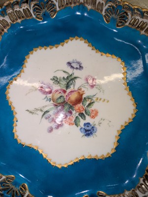 Lot 10 - A Vincennes Sèvres soft paste porcelain bleu céleste 'Corbeille Du Service' pierced basket