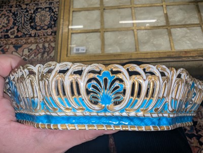 Lot 10 - A Vincennes Sèvres soft paste porcelain bleu céleste 'Corbeille Du Service' pierced basket
