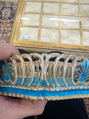 Lot 10 - A Vincennes Sèvres soft paste porcelain bleu céleste 'Corbeille Du Service' pierced basket