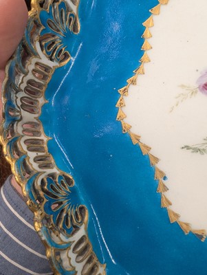 Lot 10 - A Vincennes Sèvres soft paste porcelain bleu céleste 'Corbeille Du Service' pierced basket