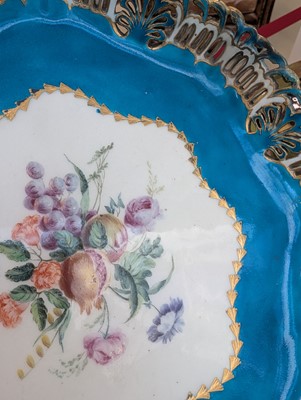 Lot 10 - A Vincennes Sèvres soft paste porcelain bleu céleste 'Corbeille Du Service' pierced basket