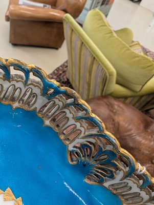 Lot 10 - A Vincennes Sèvres soft paste porcelain bleu céleste 'Corbeille Du Service' pierced basket