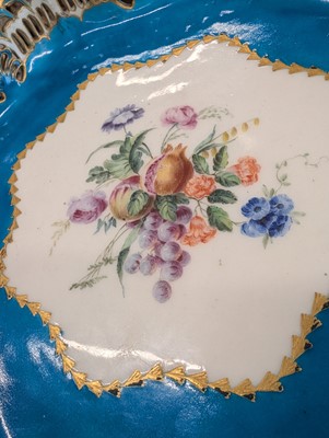 Lot 10 - A Vincennes Sèvres soft paste porcelain bleu céleste 'Corbeille Du Service' pierced basket