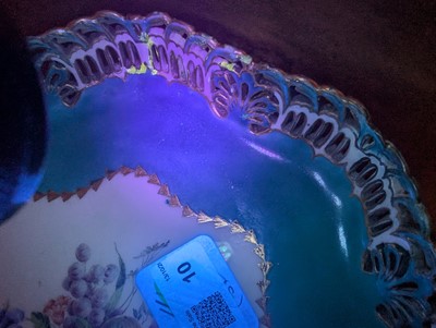 Lot 10 - A Vincennes Sèvres soft paste porcelain bleu céleste 'Corbeille Du Service' pierced basket