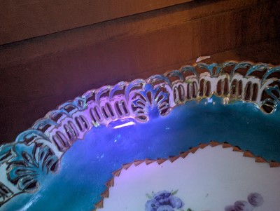 Lot 10 - A Vincennes Sèvres soft paste porcelain bleu céleste 'Corbeille Du Service' pierced basket