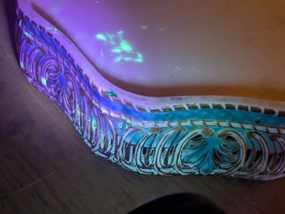 Lot 10 - A Vincennes Sèvres soft paste porcelain bleu céleste 'Corbeille Du Service' pierced basket