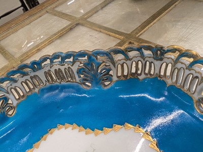 Lot 10 - A Vincennes Sèvres soft paste porcelain bleu céleste 'Corbeille Du Service' pierced basket