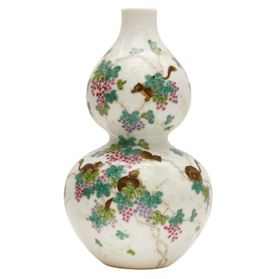 Lot 358 - A Chinese famille-rose 'squirrels and grapes' vase, 20th century
