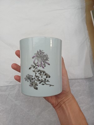 Lot 514 - A Chinese enamelled 'calligraphy' brush pot, 19th - 20th century