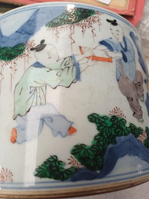 Lot 505 - A Chinese wucai 'Luohan' brush pot, 19th - 20th century