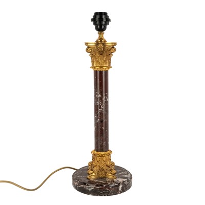 Lot 97 - A Christopher Hyde 'Corinth' marble and gilt metal Corinthian column table lamp