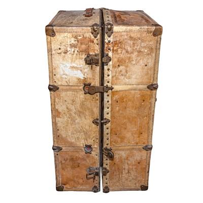 Lot 95 - A French vellum cabin trunk