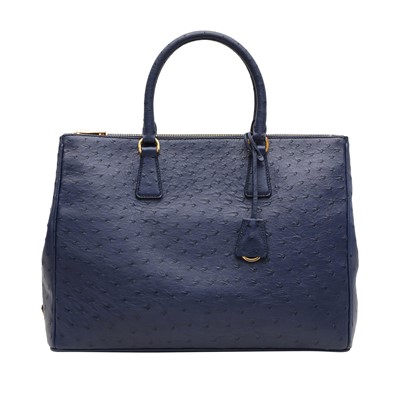Lot 57 - λ Prada Colbalt Blue Ostrich Large Galleria Tote