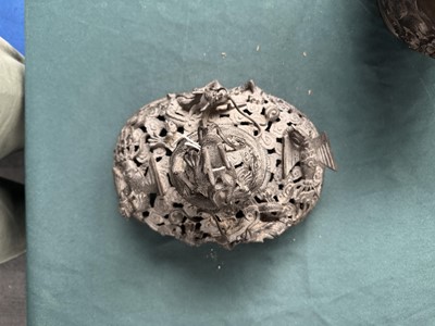 Lot 77 - A large Chinese bronze reticulated 'dragon and phoenix' censer, 17th century