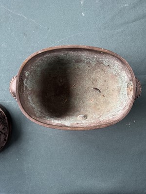 Lot 77 - A large Chinese bronze reticulated 'dragon and phoenix' censer, 17th century