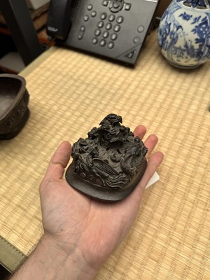 Lot 74 - A fine Chinese bronze parcel-gilt 'dragon and phoenix' censer and cover, 17th century