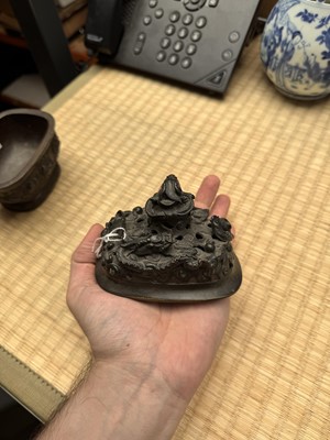 Lot 74 - A fine Chinese bronze parcel-gilt 'dragon and phoenix' censer and cover, 17th century