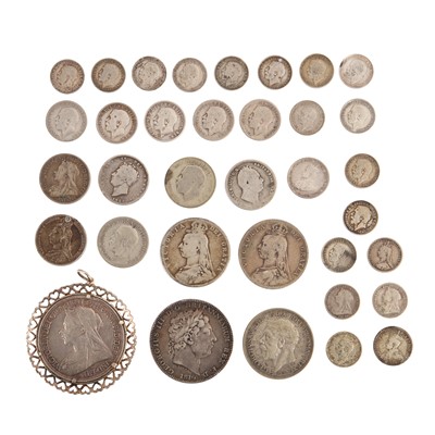 Lot 611 - A group of assorted pre and post 1920 British silver coins, George III onwards