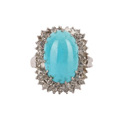 Lot 308 - A turquoise and diamond ballerina ring