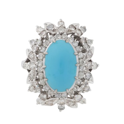 Lot 41 - A turquoise and diamond dress ring