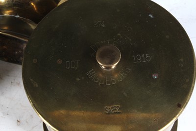 Lot 297 - A First World War heavy brass military shell...