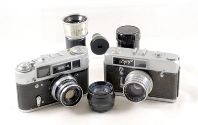 Lot 197 - FED 4 Rangefinder Camera & Selection of Lenses.