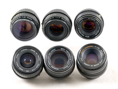 Lot 335 - Pentax PK 50mm f1.4 & Other A & M Lenses.