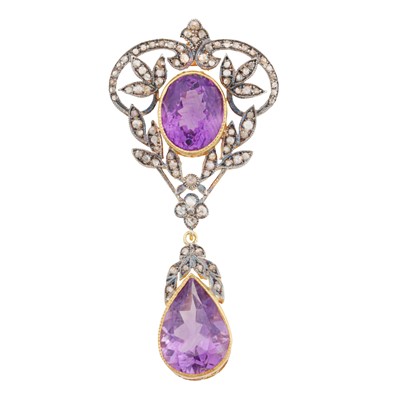Lot 8 - An amethyst and diamond pendant