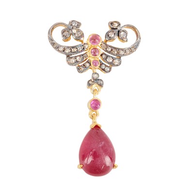 Lot 82 - A ruby and diamond pendant