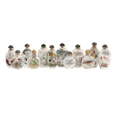 Lot 745 - A group of twelve Chinese inside-painted snuff bottles, 20th century