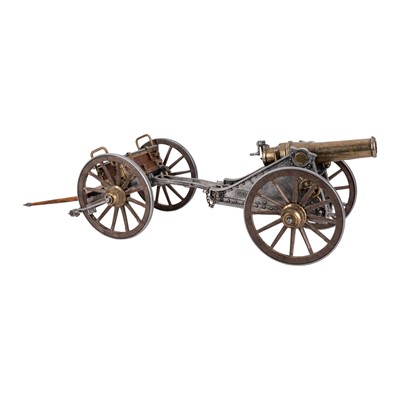 Lot 85 - A cast steel and brass model of a Spanish 'Mortero 1895' field gun with carriage