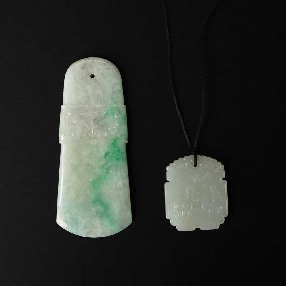 Lot 96 - Two Chinese jade plaques, Qing dynasty, 18th/19th century