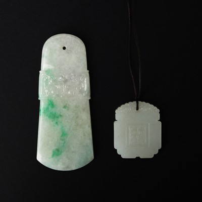 Lot 96 - Two Chinese jade plaques, Qing dynasty, 18th/19th century
