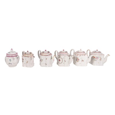 Lot 338 - A group of six English porcelain teapots, late 18th / early 19th century