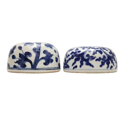 Lot 450 - Two Chinese blue and white 'lotus' lids, 18th / 19th century