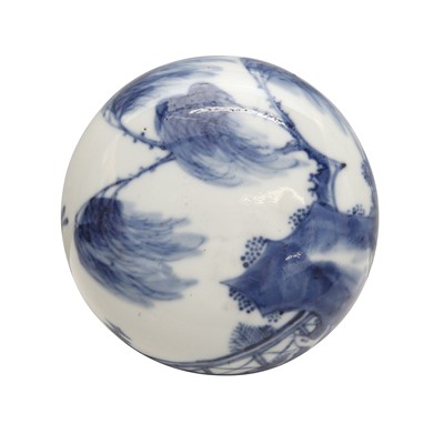 Lot 449 - Three Chinese blue and white 'landscape' lids, 18th / 19th century