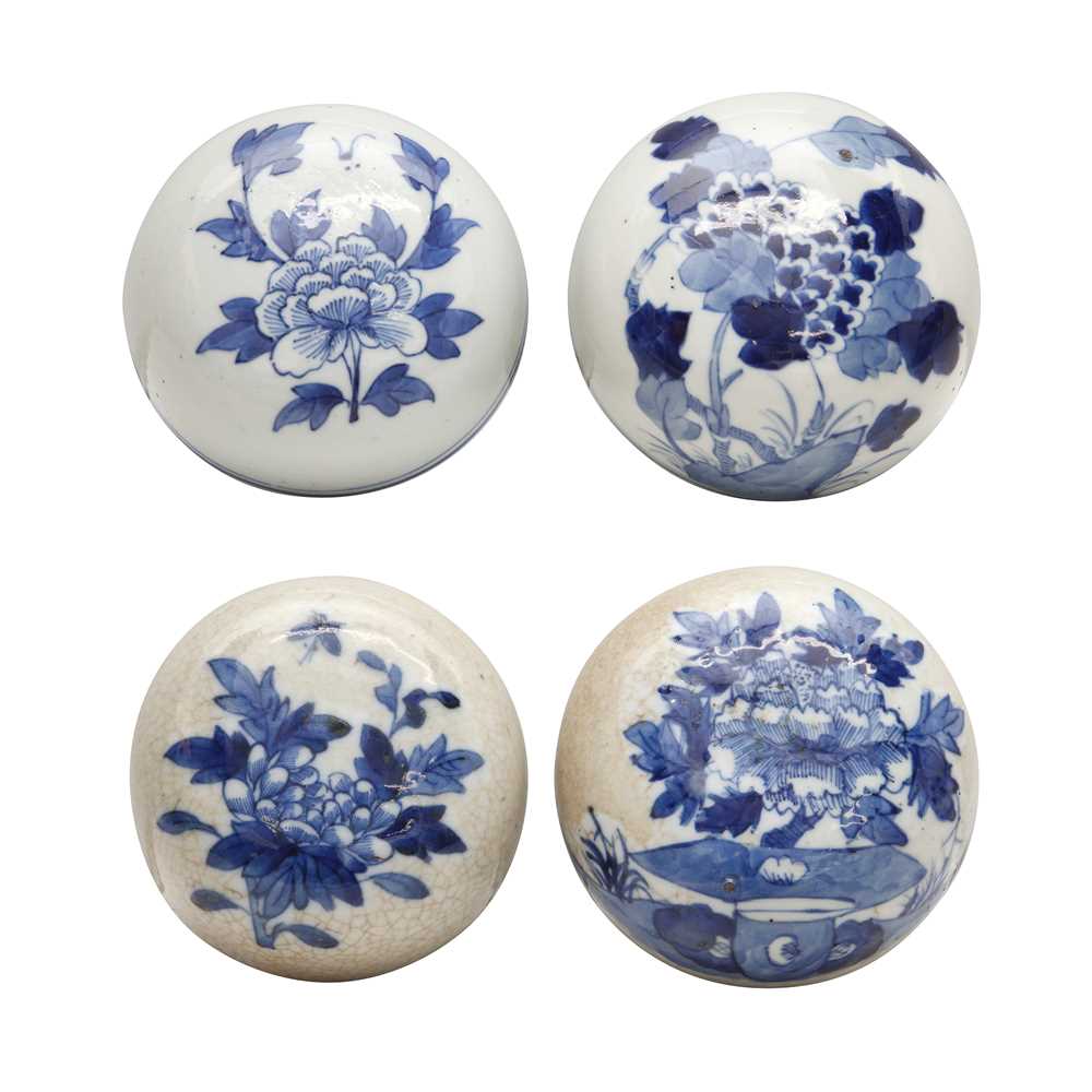 Lot 451 - Four Chinese blue and white 'floral' lids, 18th/19th century