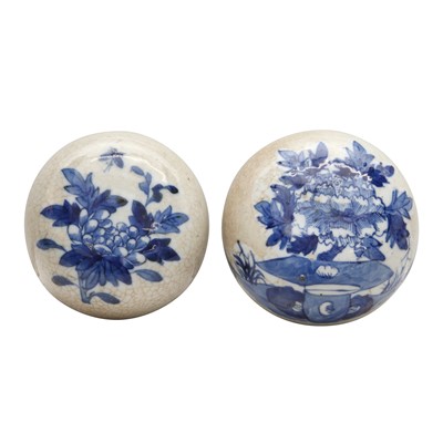 Lot 451 - Four Chinese blue and white 'floral' lids, 18th/19th century