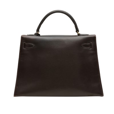 Lot 100 - Hermes Brown Box Kelly Sellier 32