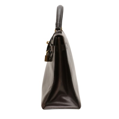 Lot 100 - Hermes Brown Box Kelly Sellier 32