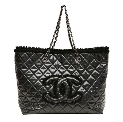 Lot 222 - Chanel Black Vinyl XL Shopper Tote