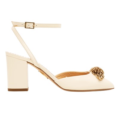 Lot 341 - Charlotte Olympia Cream Two Part Heel Pump - Size 36