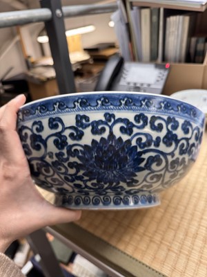Lot 61 - A Chinese Ming-style blue and white 'dice' bowl, Yongzheng mark and possibly of the period