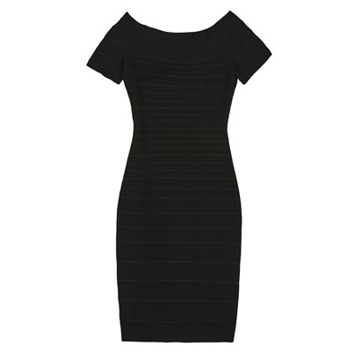 Lot 446 - Herve Leger Black Carmen Bandage Dress - Size XS