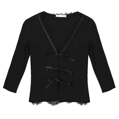 Lot 511 - Valentino Black Knit Tie Front Twin Set - Size M and S