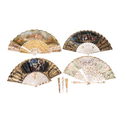 Lot 169 - A group of four 18th / 19th century Continental mother of pearl folding fans