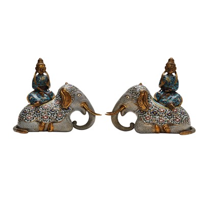 Lot 234 - A pair of Chinese cloisonne enamel figure groups, 19th/20th century