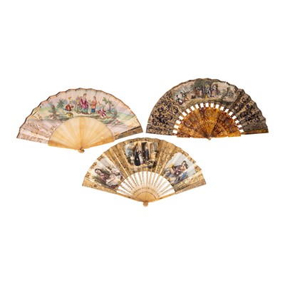 Lot 170 - A group of three 18th / 19th century Continental folding fans